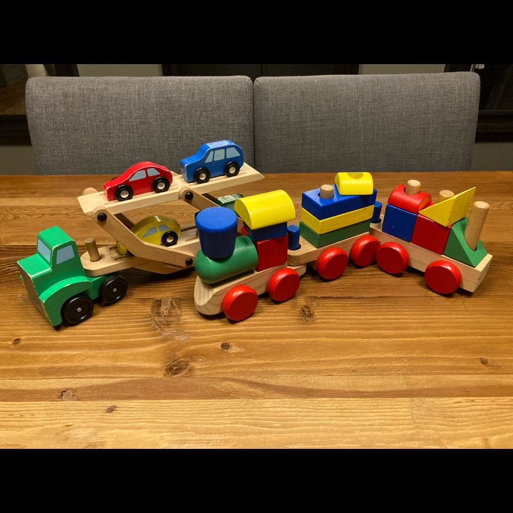 Melissa & Doug Stacking Train & Car Carrier Bundle
